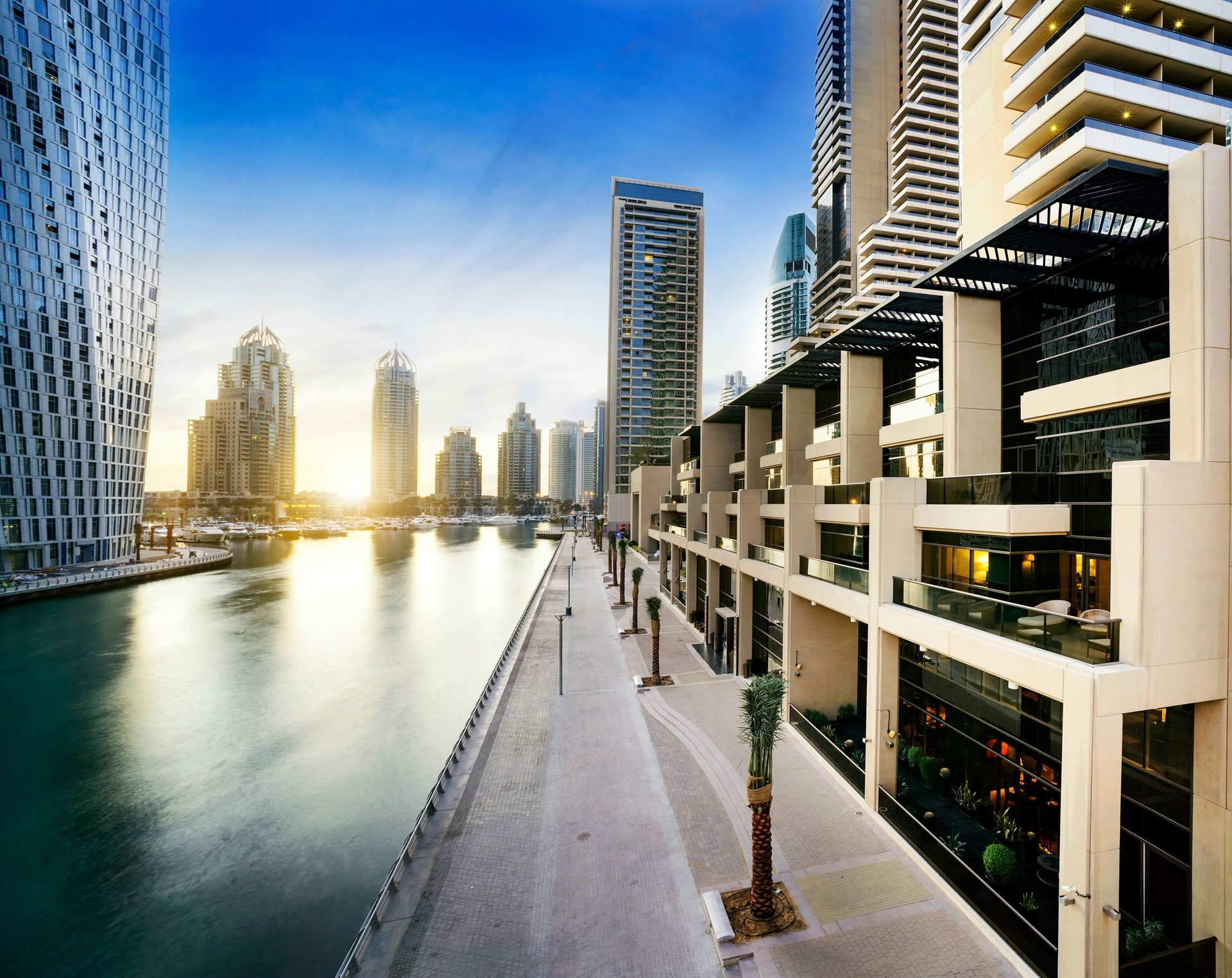 Cityscape of Dubai at night, United Arab Emirates