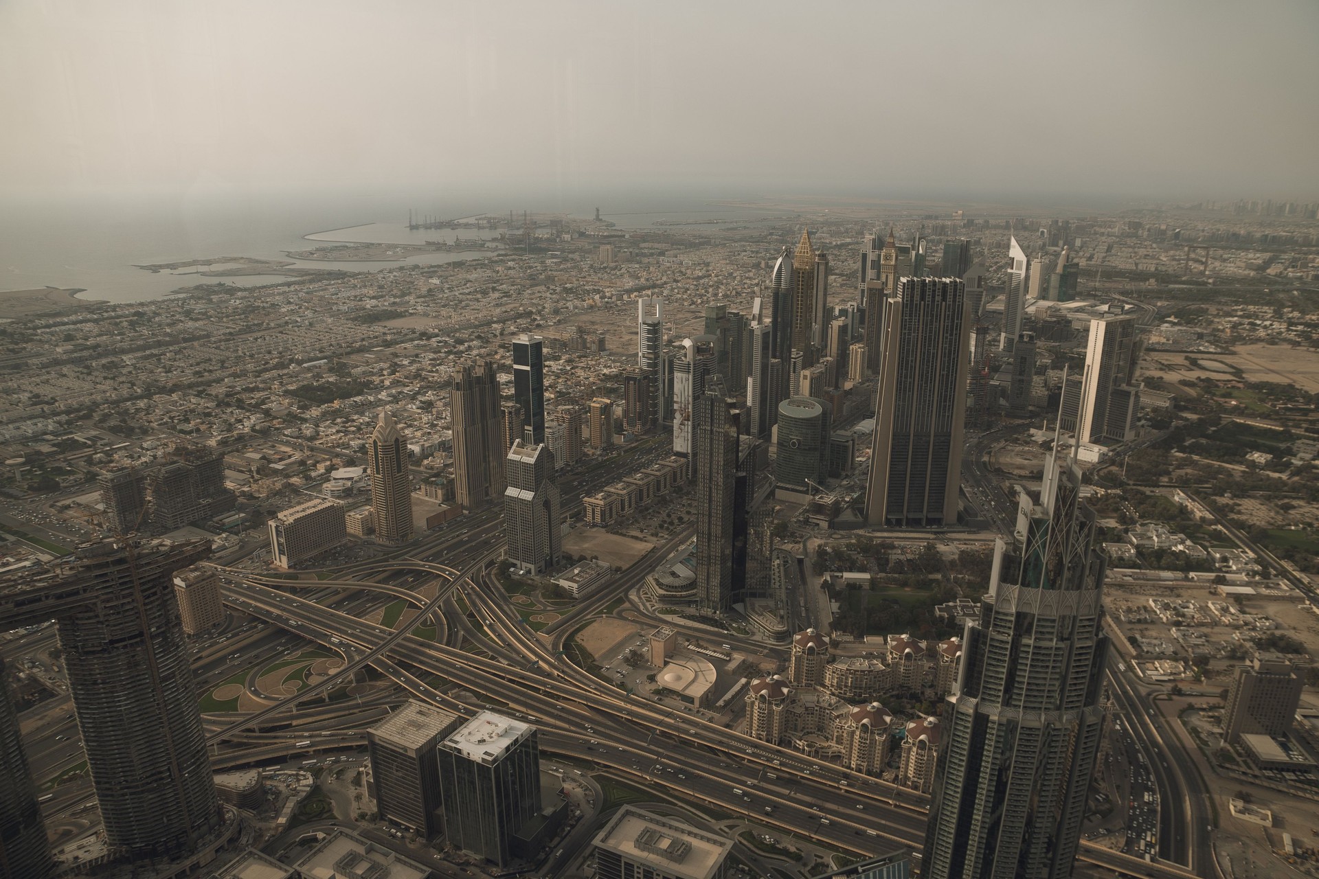 The incredible scenery of the city of Dubai. Skyscrapers and Landmarks
